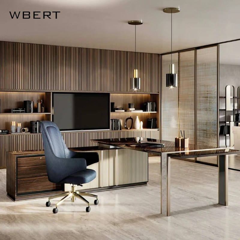 custom.WBERT Italian Luxury Solid Wood Table Modern Simple Large Manager Desk Computer Use