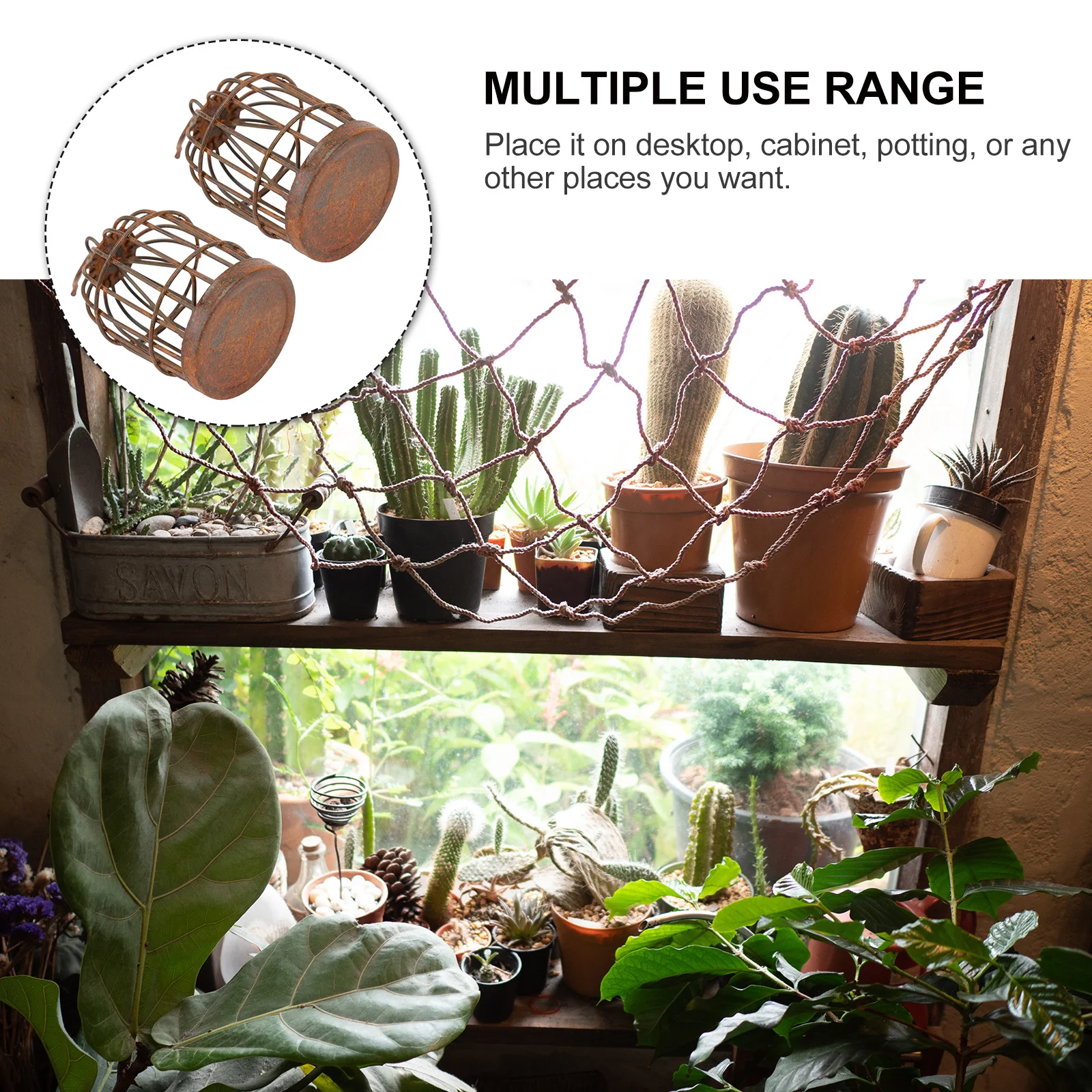 

2Pcs Iron Art Birdcage Miniature Bird Cage Decor for DIY Micro Landscape Supply Garden Pendant Brown Lightweight Succulent Plant