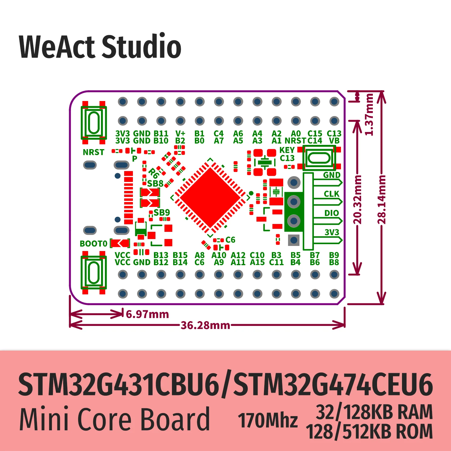 Материнская плата WeAct STM32G4 STM32G474CEU6 STM32G431CBU6 STM32G431 STM32G474 STM32