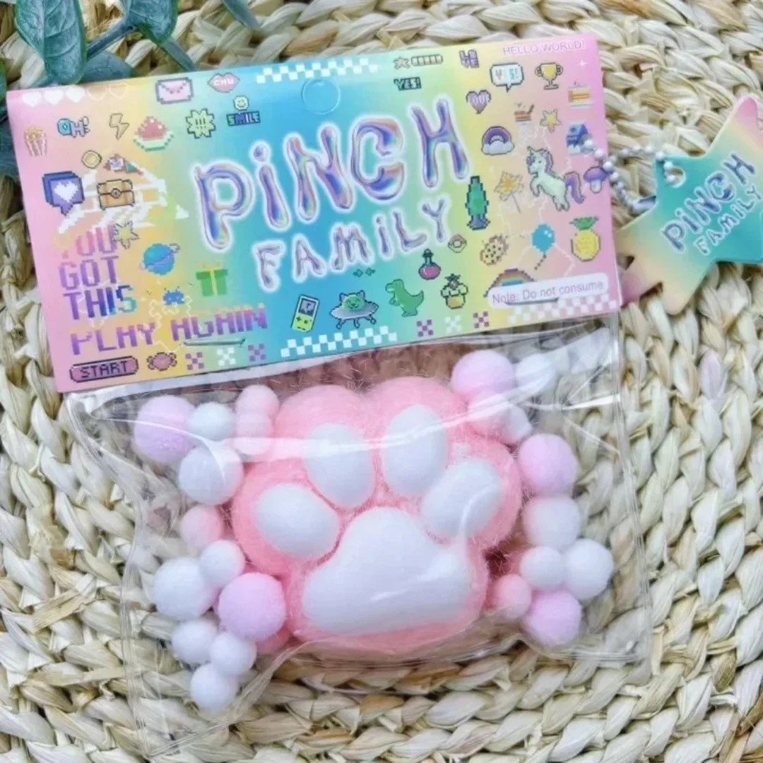 Novo mini brinquedo de espremendo de argila macia, brinquedo de alívio de estresse de pé de gato, mochi fidget, brinquedo de recuperação lenta de silicone para meninas e meninos