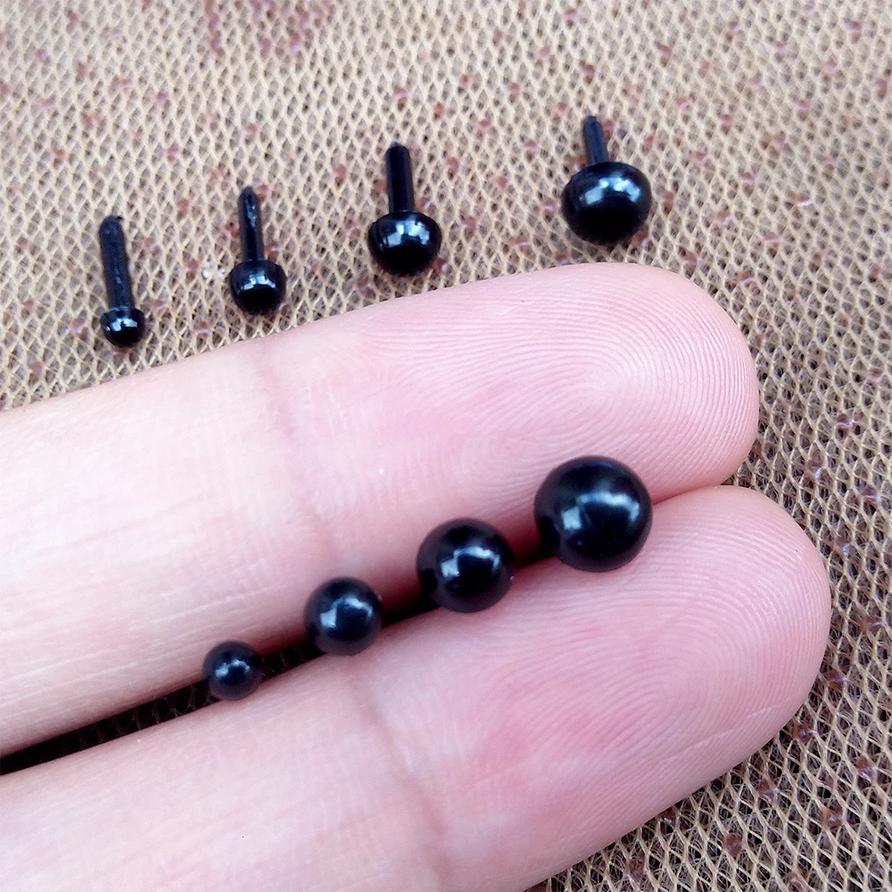 Ojos de seguridad de plástico negro para manualidades de juguetes, oso de peluche, accesorios para muñecas, fabricación de animales, 3mm, 4mm, 5mm,