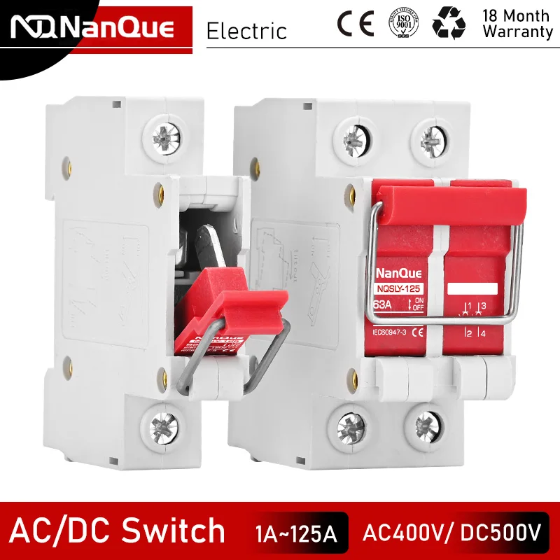 Isolation Switch AC DC Power Electric Circuit Main Switch With Hook Locked Manual AC110V 230V 380V 400V DC12V 24V 60V 63A 100Amp