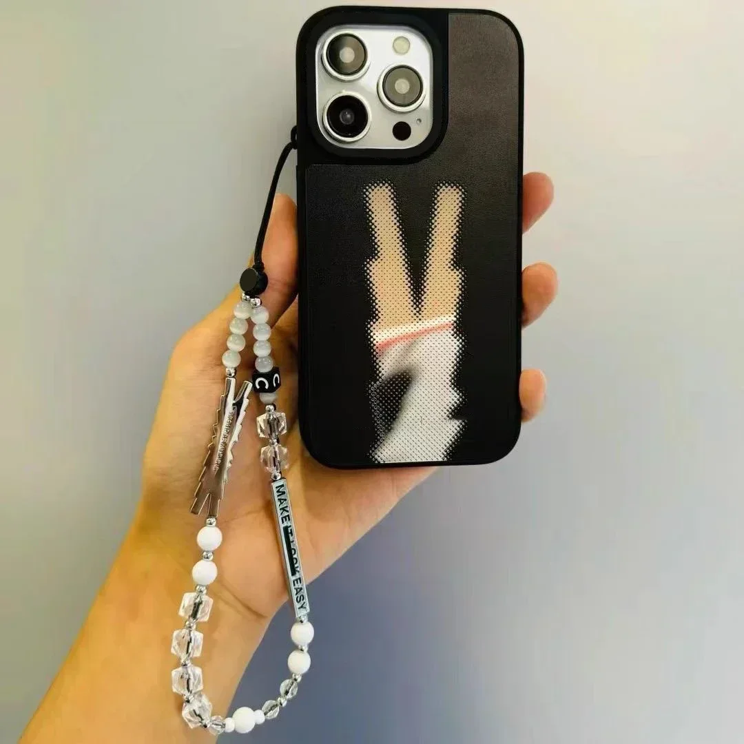 

Kpop Beads Chain Lanyard Mirror Magnetic Phone Case Cover for IPhone 11 12 13 14 15 16 Pro Max Case