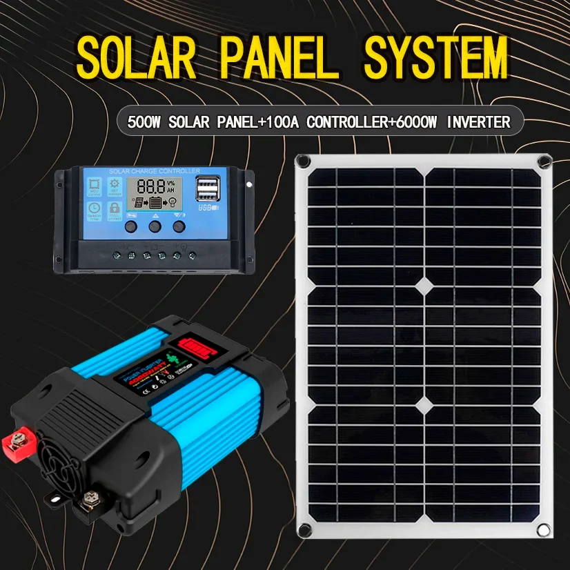 

Solar Panel Inverter 6000W/110V-220V Solar 100A Controller LED Display Screen Solar Power Generation Intelligent Charging Board