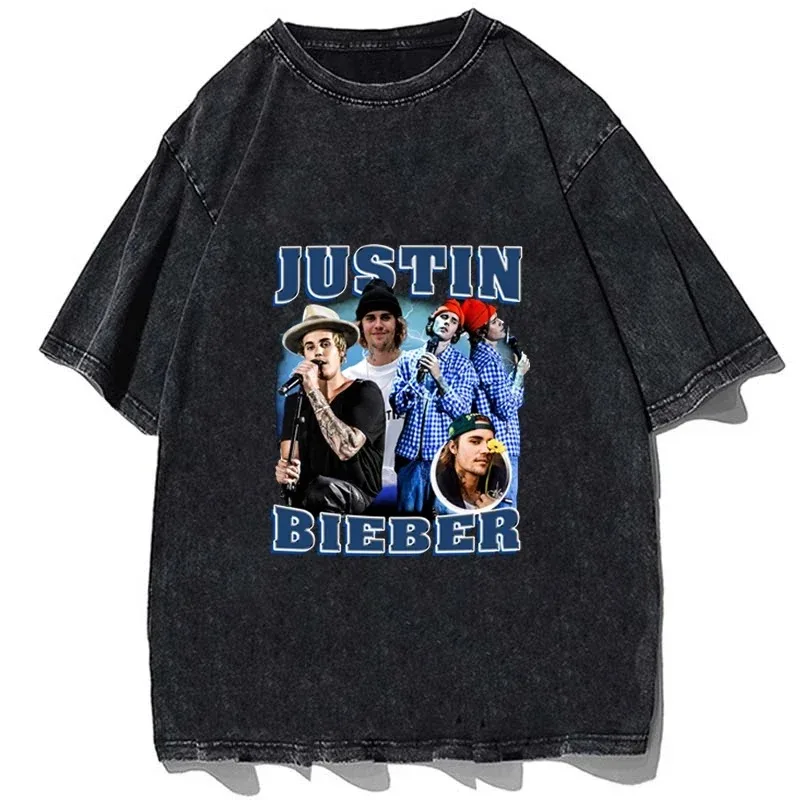 Hip Hop Rapper Justin Bieber T-shirt Fashion Cotton Oversize Shirt Summer Men Women Casual Short Sleeve Tees Tops Streetswear