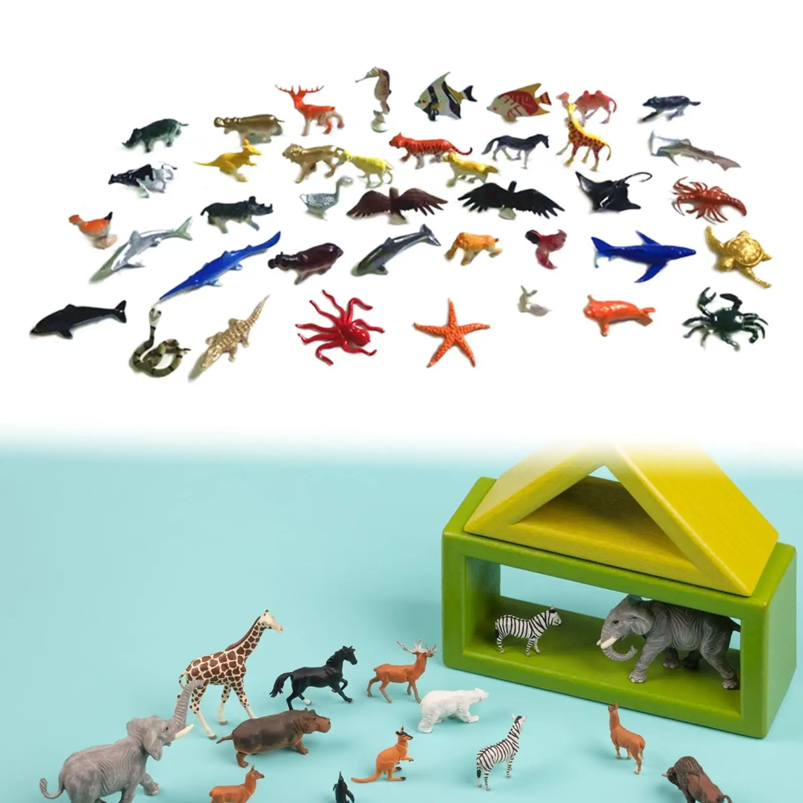 40 piezas de figuras de animales, juego de animales, decoración de escritorio, adornos de regalo realistas, juguete cognitivo, modelo de animales, juguetes para mayores de 3 años