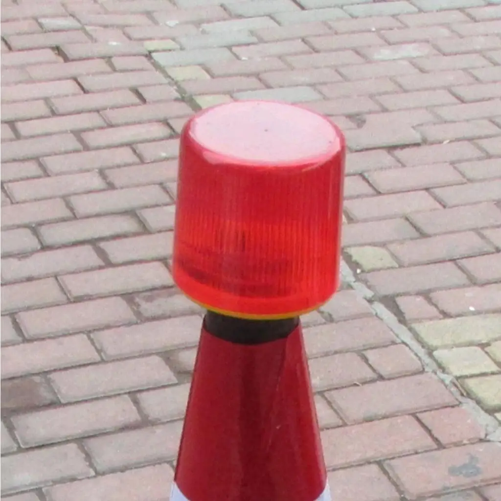 Solar Powered Warning Light Round Traffic Construction Beacon Red