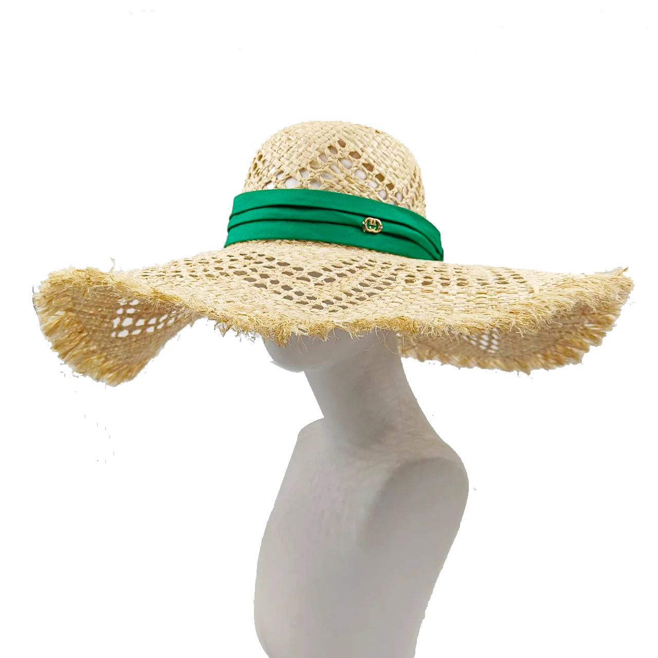 ํ๋ฐ Raffia straw hat hollow summer straw hat elastic webbing accessories sun hat anti-UV women\'s hat beach hat