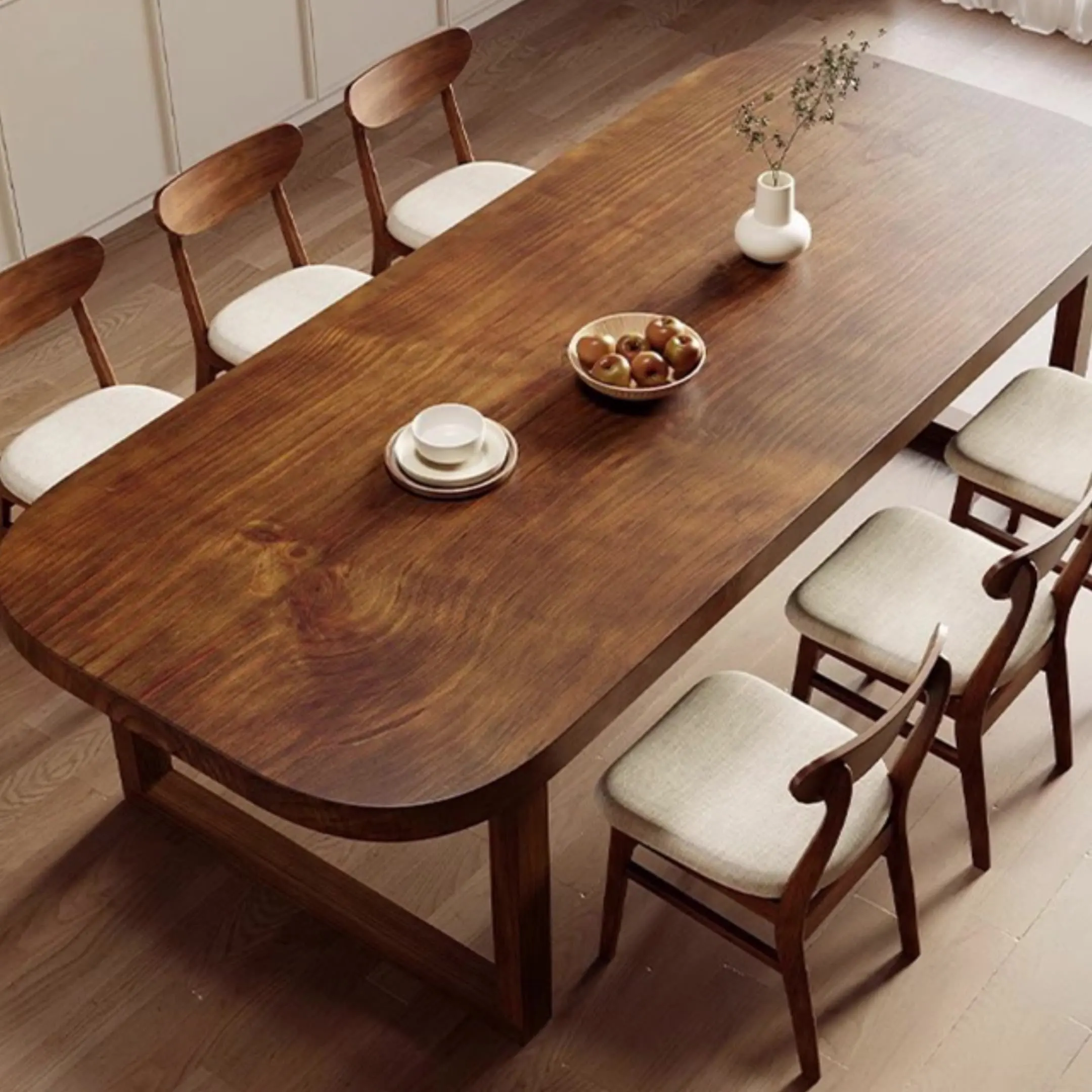 

High Quality Wooden Dining Table Set Epoxy South American Walnut Solid Wood Table Unique Dining Table