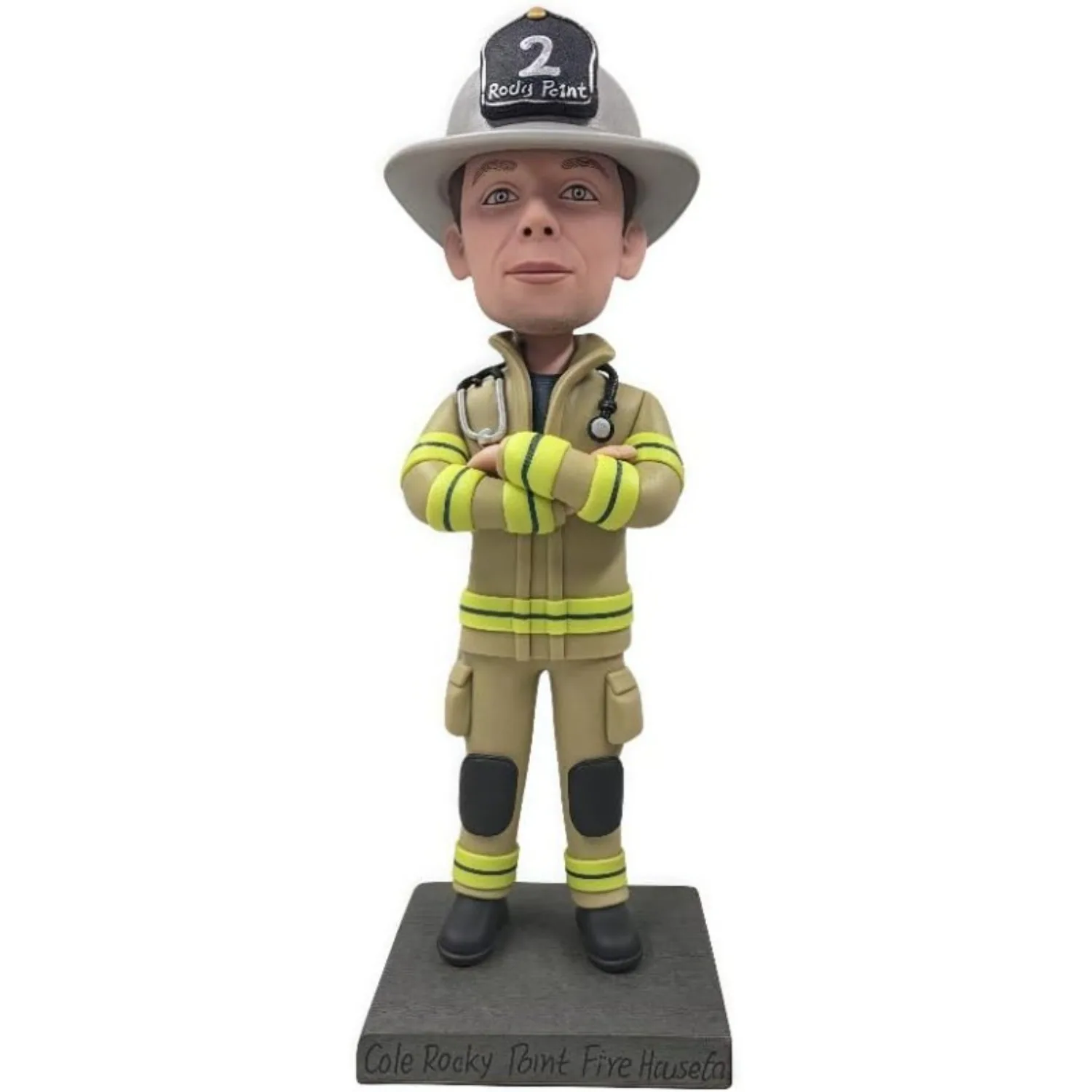 Custom Firefighter Bobblehead Personalized Heroic First Responder Figurine from Photo Handmade Clay Fire Safety Event Decor Art