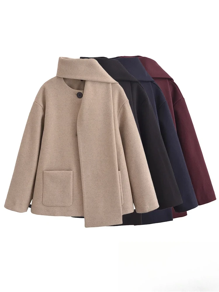 

KONDALA винтажное повседневное шикарное женское пальто, однотонный шарф, однобортная куртка с длинными рукавами, модные зимне-весенние пальто 2025 года