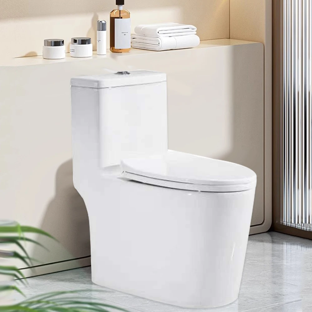 1pc Soft Closing Toilet, Powerful Dual Flush Elongated Toilet With Comfortable Seat Height, Siphon Jet Modern Toilet, 12'' Rough