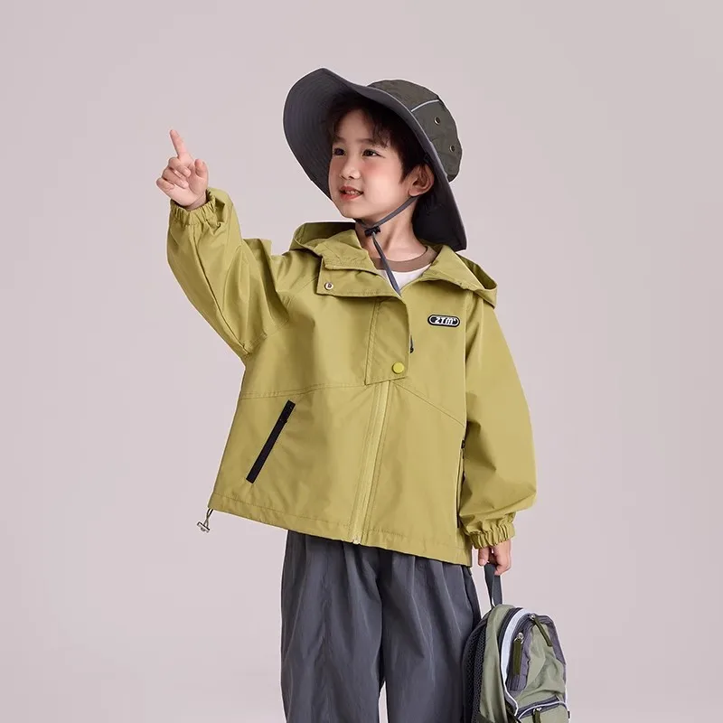 Unisex Wanderjacke Wasserdicht Herbst Kinder Windbreaker Outdoor Kapuzenjacken Mädchen Jacke Jungen Angeln Camping Klettern Oberbekleidung – Detail 11