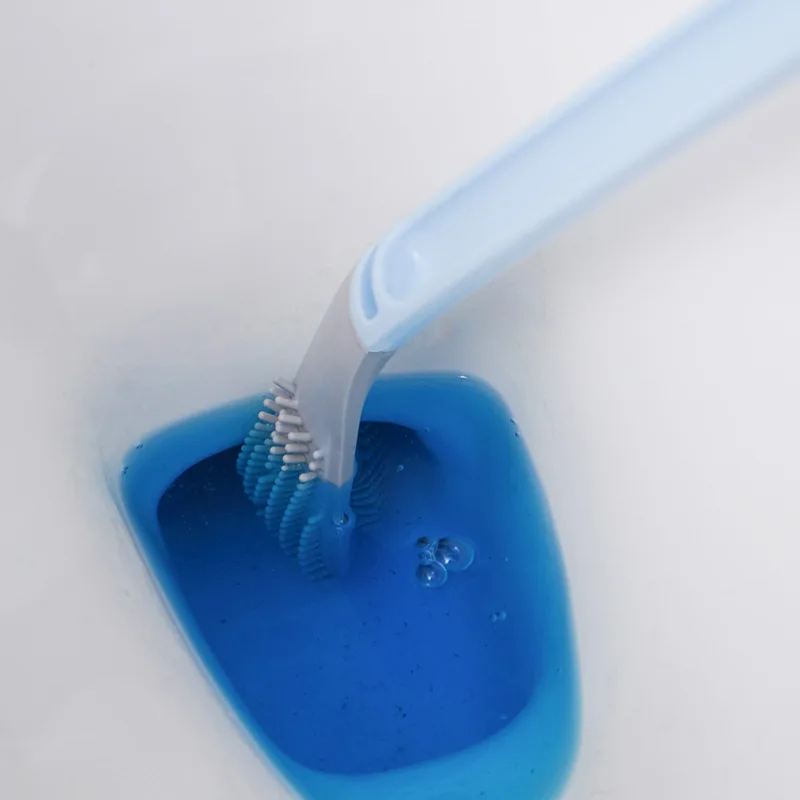 Toilet Cleaning Silicone Brush Golf Head Bathroom Wall Hook Hanging Long Handle Squatting Pan Cleaner Household WC Gap Remover