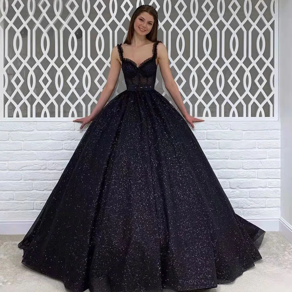 

Simple Design Sequins Prom Dresses Sweetheart Neck Sleevesless Evening Formal Gown Backless Party Ball Gown vestidos de fiesta