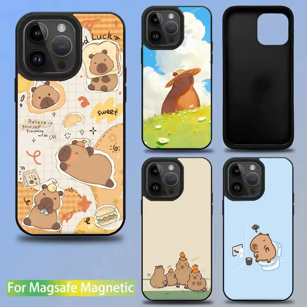 

Cute Capybara Phone Case For iPhone 16,15,14,13,12,11,Pro,Max,Plus,Mini,SE New Magsafe Magnetic Wireless Charging