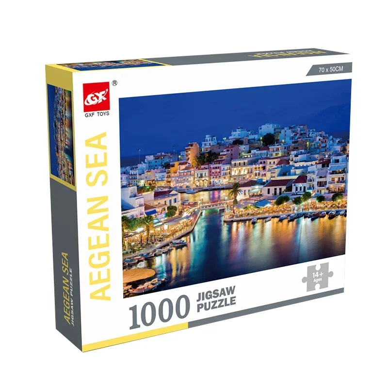 

70*50cm Adult 1000 Pieces Jigsaw Puzzle Aegean Sea Famous World Landscape Photos Stress Reducing Toys