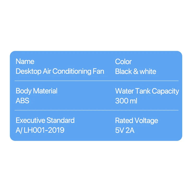 Przenośny klimatyzator Domowy mini chłodnica powietrza Przenośny klimatyzator do biura 6-biegowy wiatr Czarny Biały