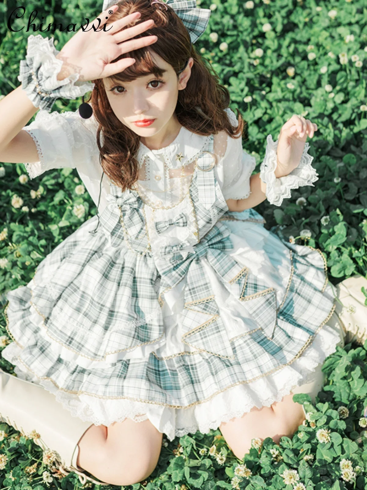 

Original Daily Sweet Cute Singing Clothing Skirt Sets Summer Girl Short Sleeve White Shirt Kawaii Short SK Skirt Lolita Outfits