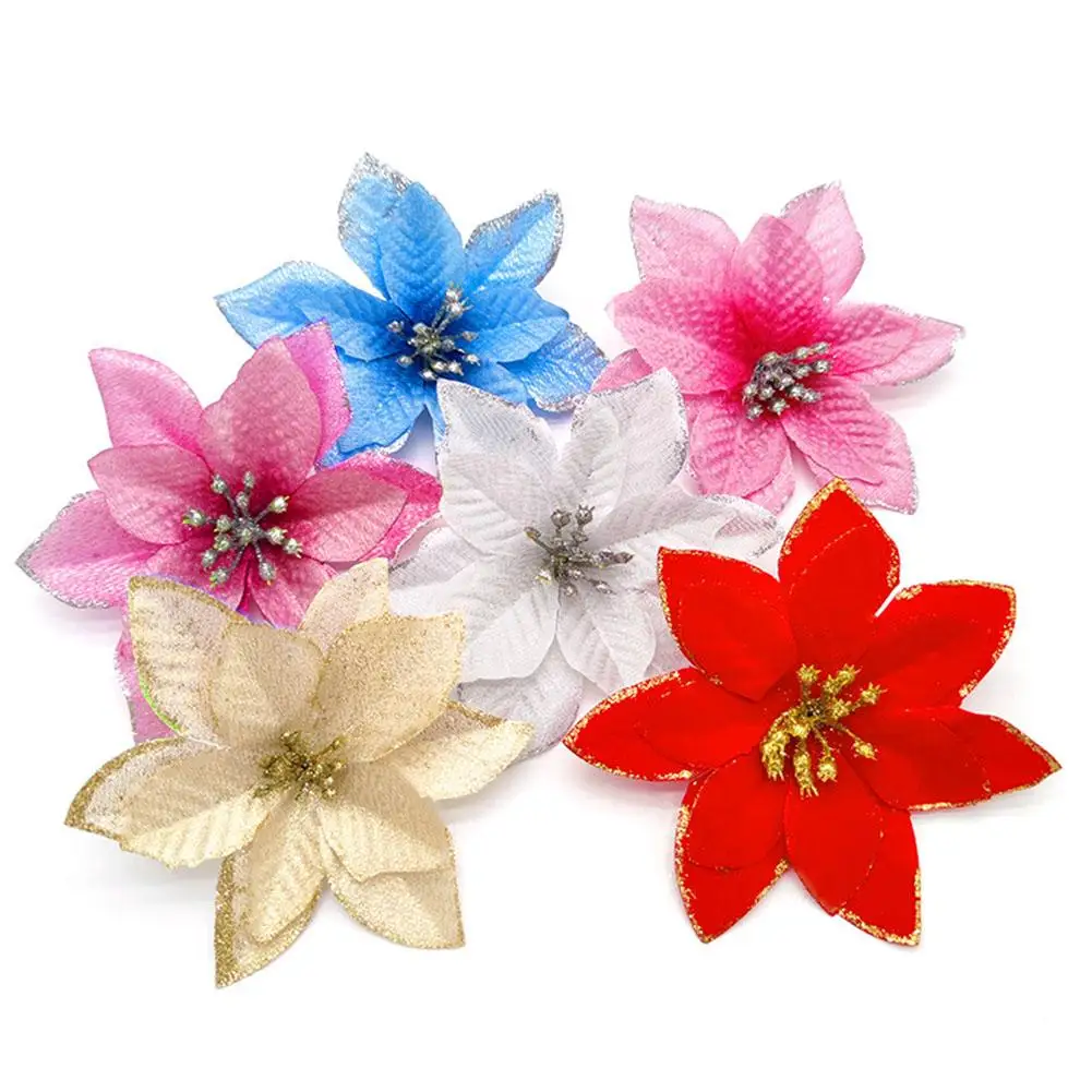 Artificial Christmas Flowers DIY Merry Christmas Decorations For Home Natural Rattan Wreath Garland Tree Craft Xmas Decor G6W4