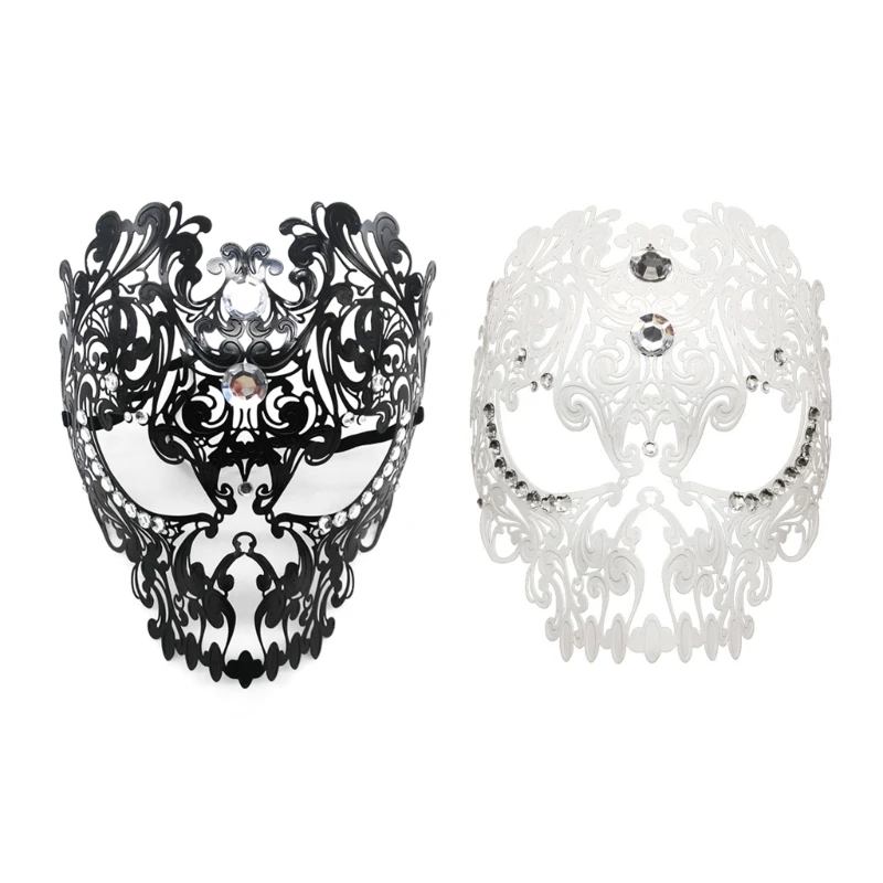 Sparkling Full Face Mask Metal Mask Embellished with Diamond for Party Gathering