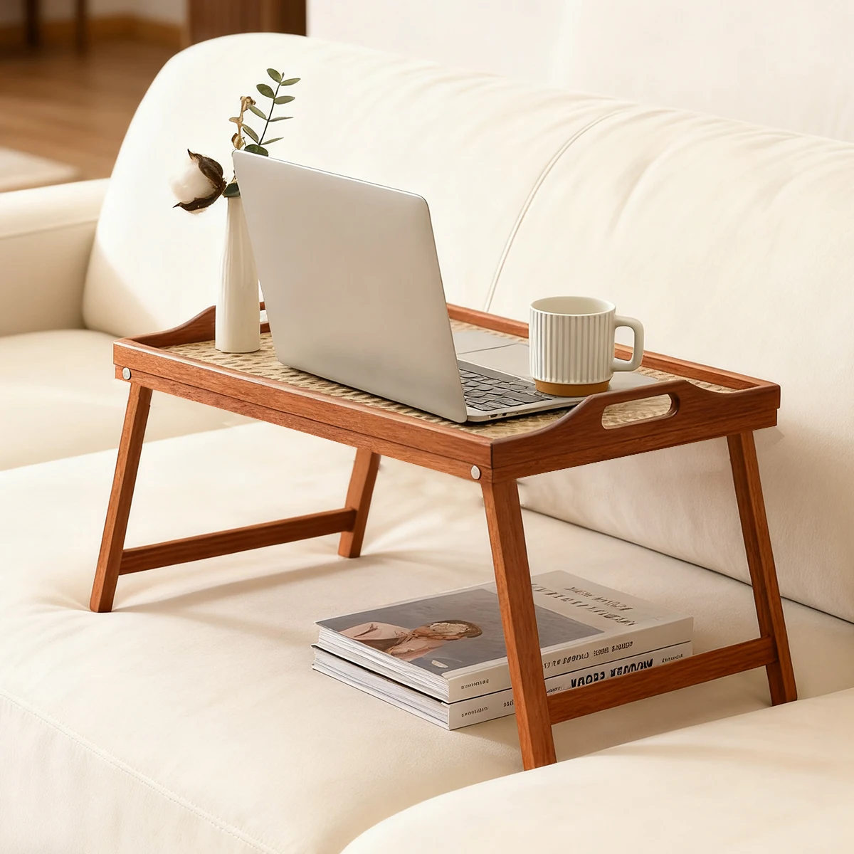 Ergonomic Wooden Foldable Bed Tray with Tablet Holder Multi-Purpose Lap Desk for Recovery Patients/Office Bed Sofa 19.7x11.8