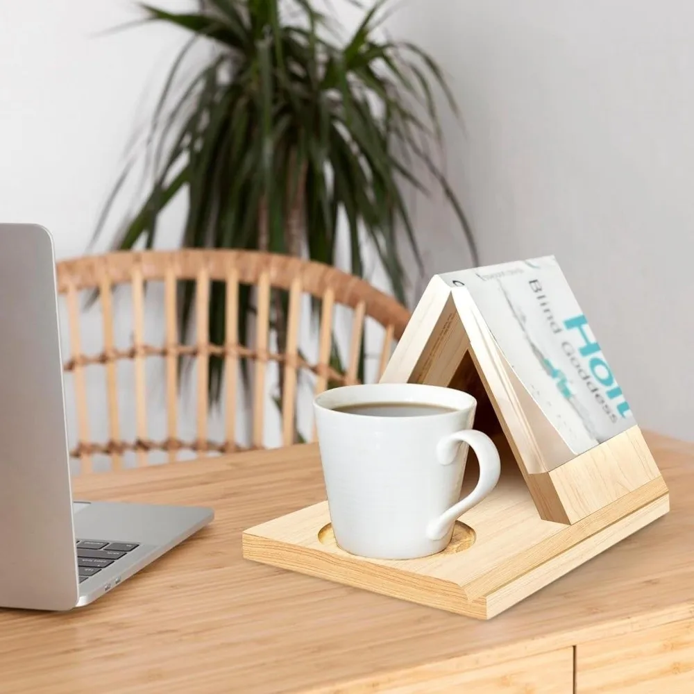 Portable 2 in 1 Wood Book Stand Reading Book Coffee Organizer Tablet Stand Office
