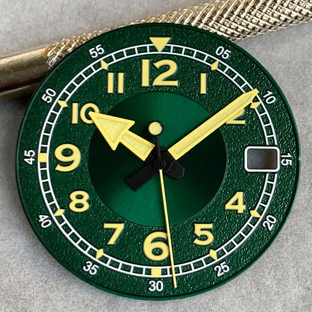 29mm Black Green Watch Dial Super Green Luminous Yellow Hand Fit NH35 NH36 Diving Men Watches Parts Accessories New