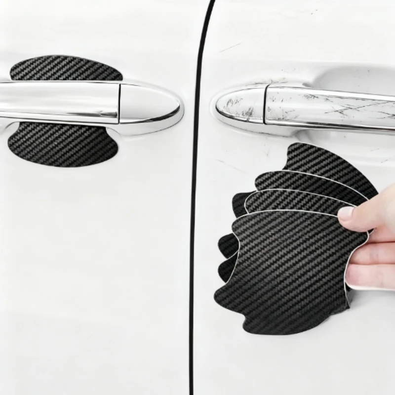 

4pcs Car Door Handle Scratch Resistant Sticker High-quality Carbon Fiber Door Sticker Waterproof Car Exterior Accessories