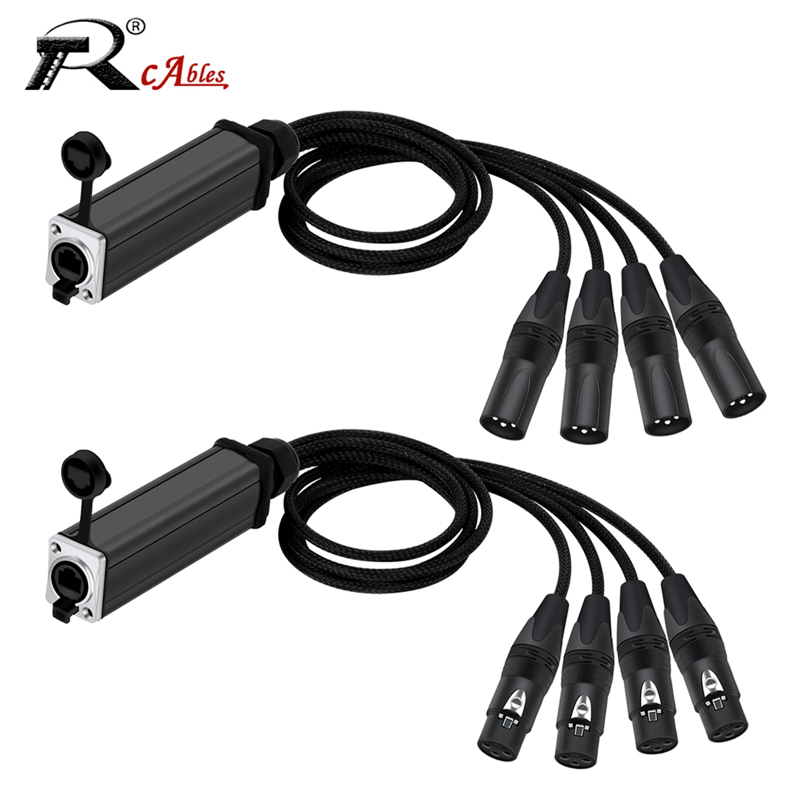 0.5M-5M 1Pair XLR Male/Female 4 Channel Snake 3Pin Colorful XLR/DMX to Ethercon RJ45 Cat5/Cat6 Ethernet Extender for Live Stage