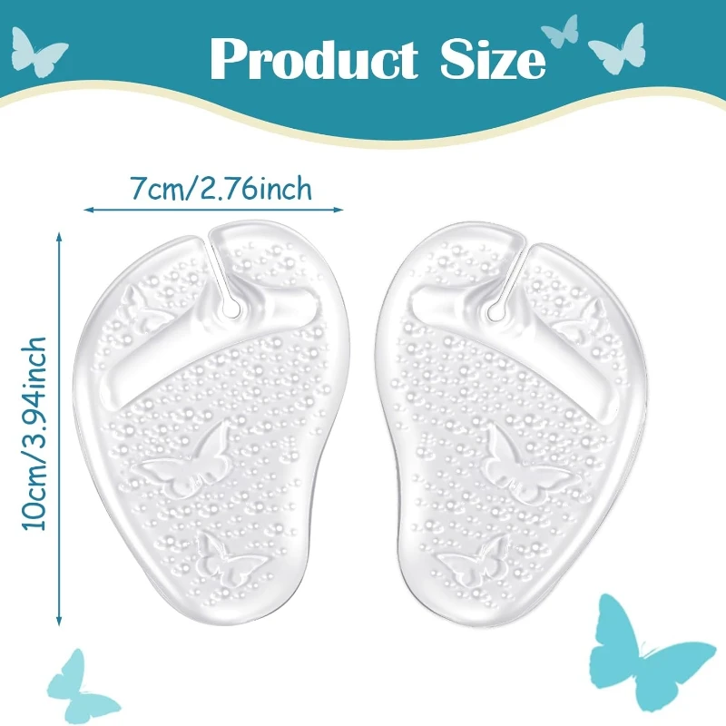 2/4PCS Gel Pads for Flip Flops Self-Adhesive Non-Slip Forefoot Cushion Inserts Reusable Toe Protectors Foot Pain Relief Support