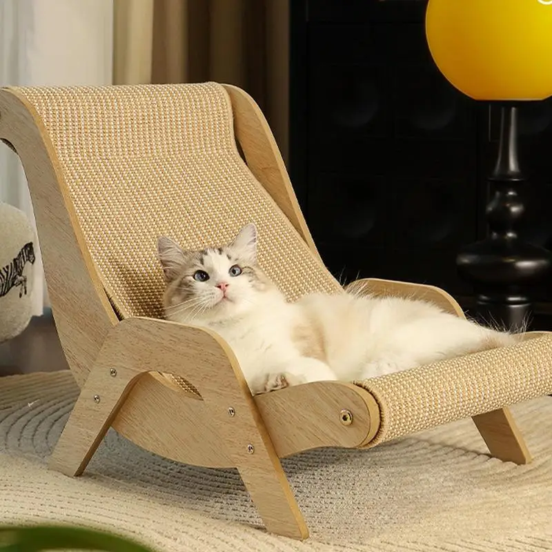 Cat Chair Elegant Sturdy Cat Rocking Chair Sisal Cat Lounge Chair Pet-Friendly Multi-Functional Cat Scratcher Cat Scratch Chair