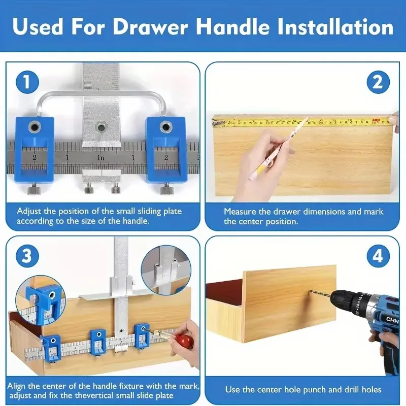 موقع مثقاب الخشب الحفر لكمة محدد الرقصة دليل الحفر مقبض كابينة مقبض قالب محدد ثقب أداة تخريم للنجارة #6