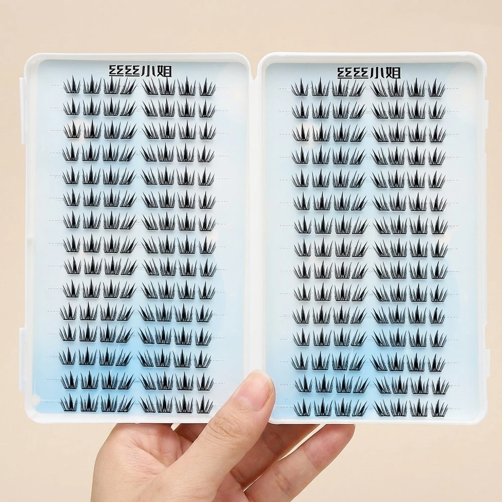 Korean Girls Group Style False Eyelash Set Natural Curl Thick Volume C Shape Eyelash Book Large Capacity Glue-Free Lash Cluster