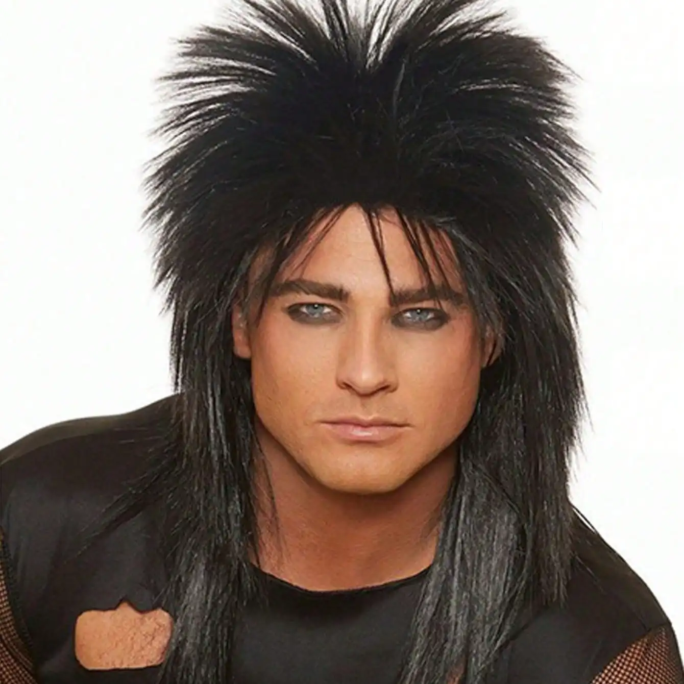 Morvally Unisex Long Black 70s 80s Mullet  Glam Rock-Rocker Cosplay Wigs For Women And Men's Halloween