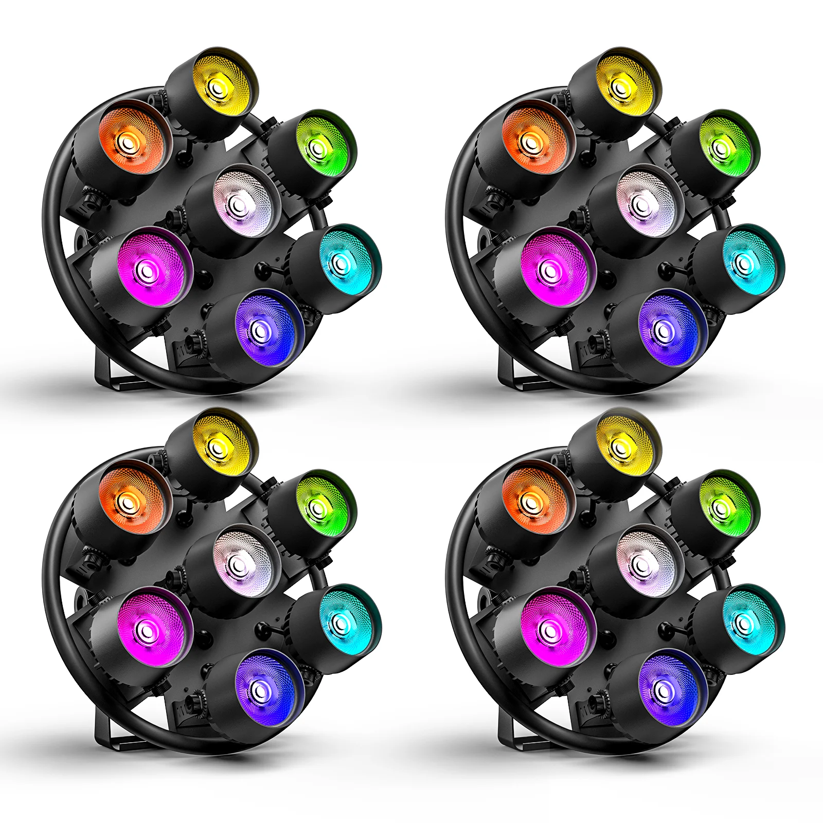 

Yiflamefly 4Pcs 350W Retro Lights 7X50W RGB COB LED Stage Par Lights 3/5/8/21/23CH DMX512 DJ Light For Party Wedding Club Church