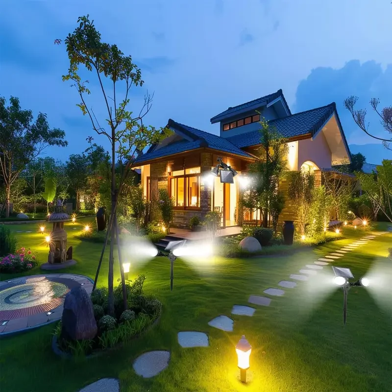 Solar Outdoor Spotlights, 7.2W Solar Panels Bright, 2 in 1 Adjustable Automatic Switch, Solar Garden Lighting, Landscape Lights