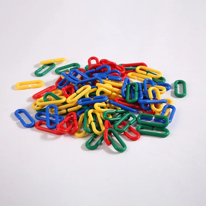 100PCS Parrot Toy Plastic Chain Honey Bag Flying Squirrel Parrot Toy C- shaped Hook Rainbow Bridge