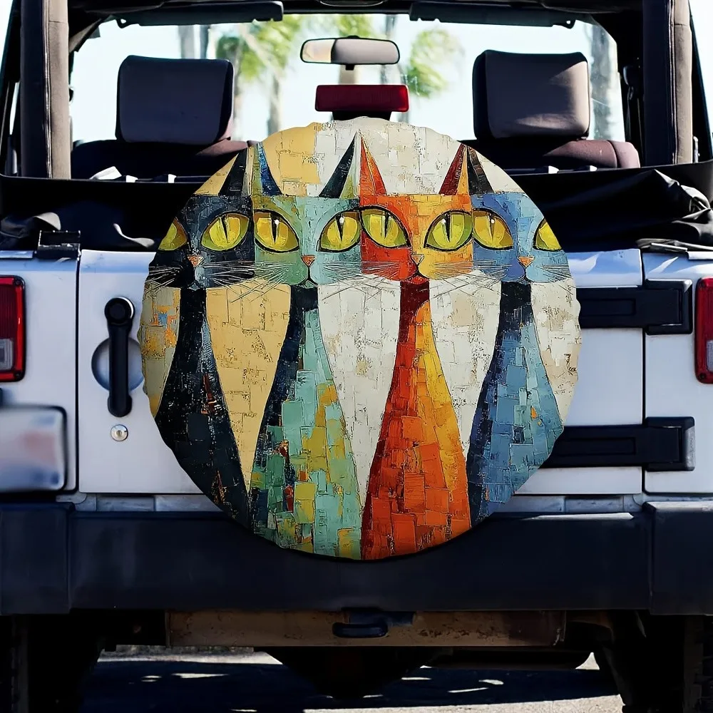 

Colorful Mosaic Cats Spare Tire Cover Premium Polyester Waterproof SUV Protector
