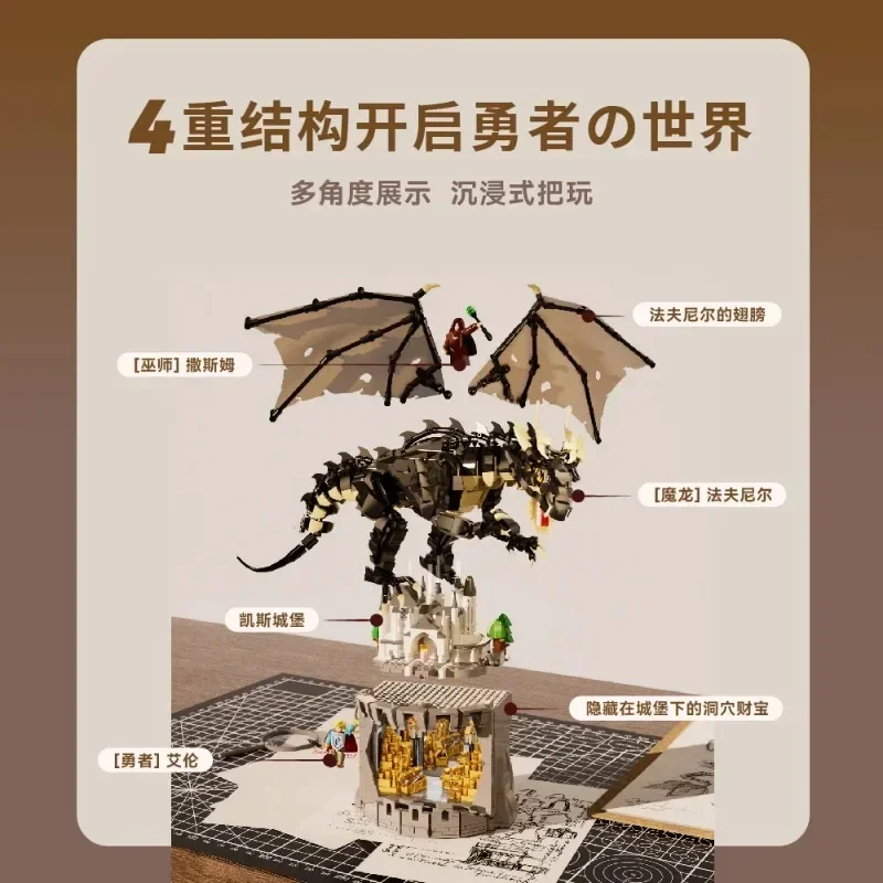 Décennie s de construction MOC créatifs, Dragon noir, Dieu, histoire secrète, modèle de maison, assemblage de jouets, collection de passe-temps, cadeau de vacances, New2024, 21348