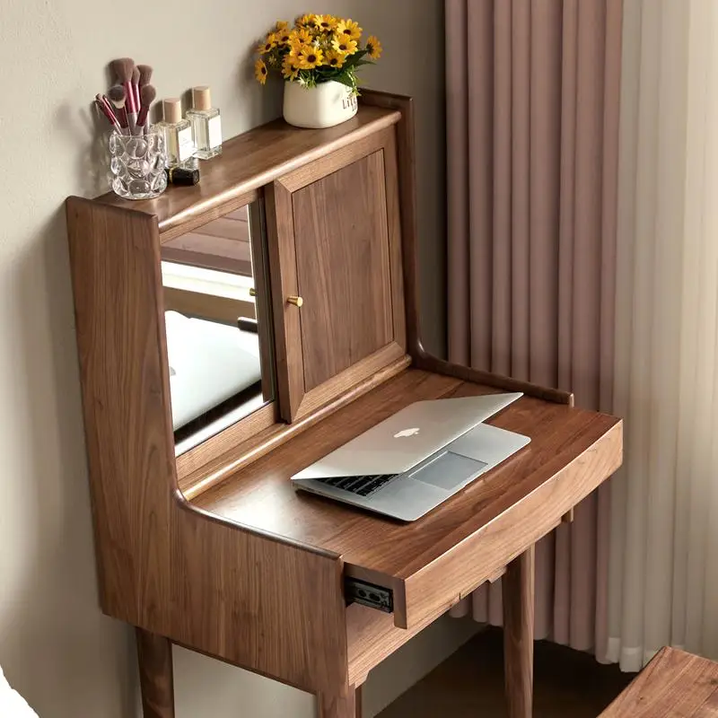 

North American black walnut dresser simple solid wood retro bedroom multi-functional storage small apartment bedside makeup