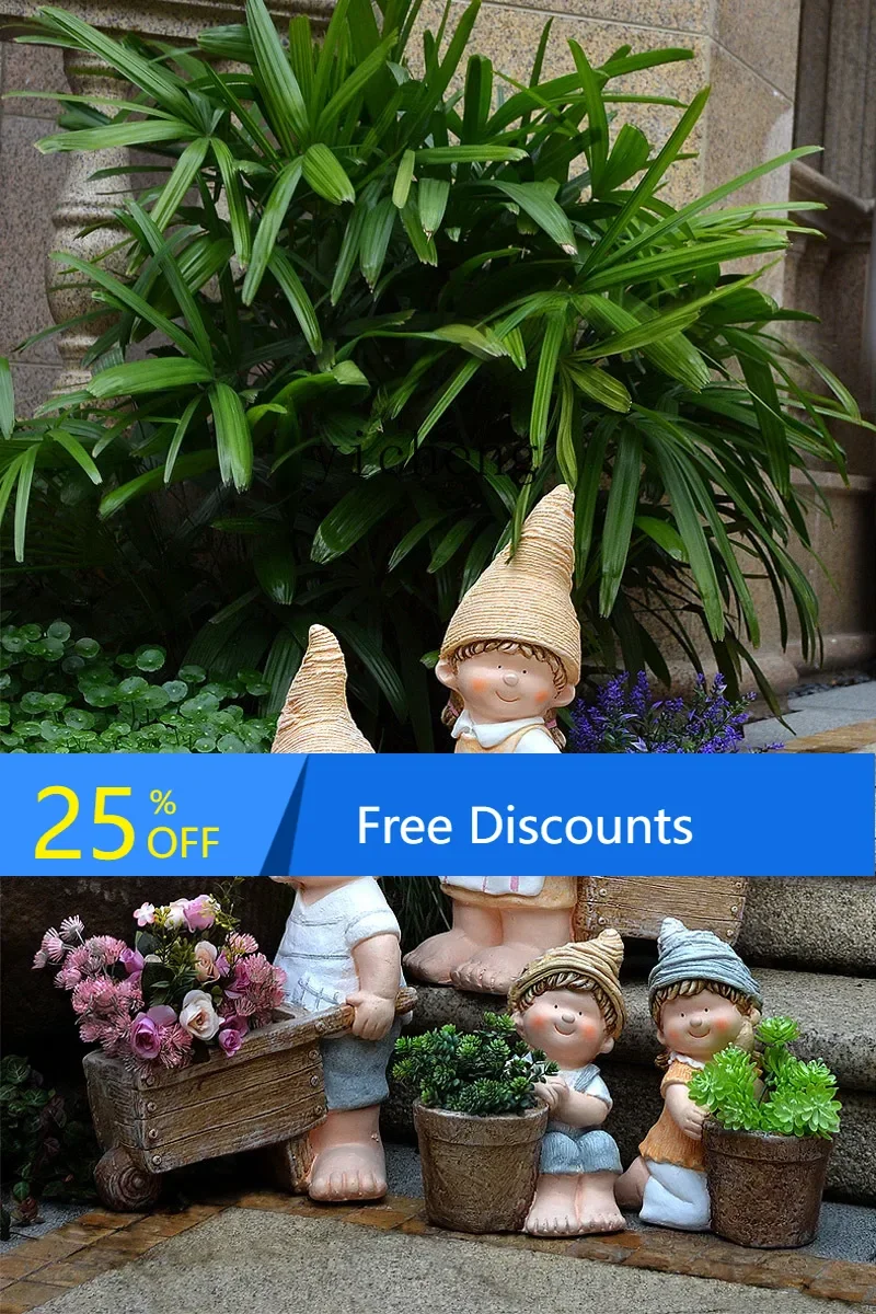 LYY Stroller Doll Landscape Yard Decoration Outdoor Kid's Cartoon Ornaments