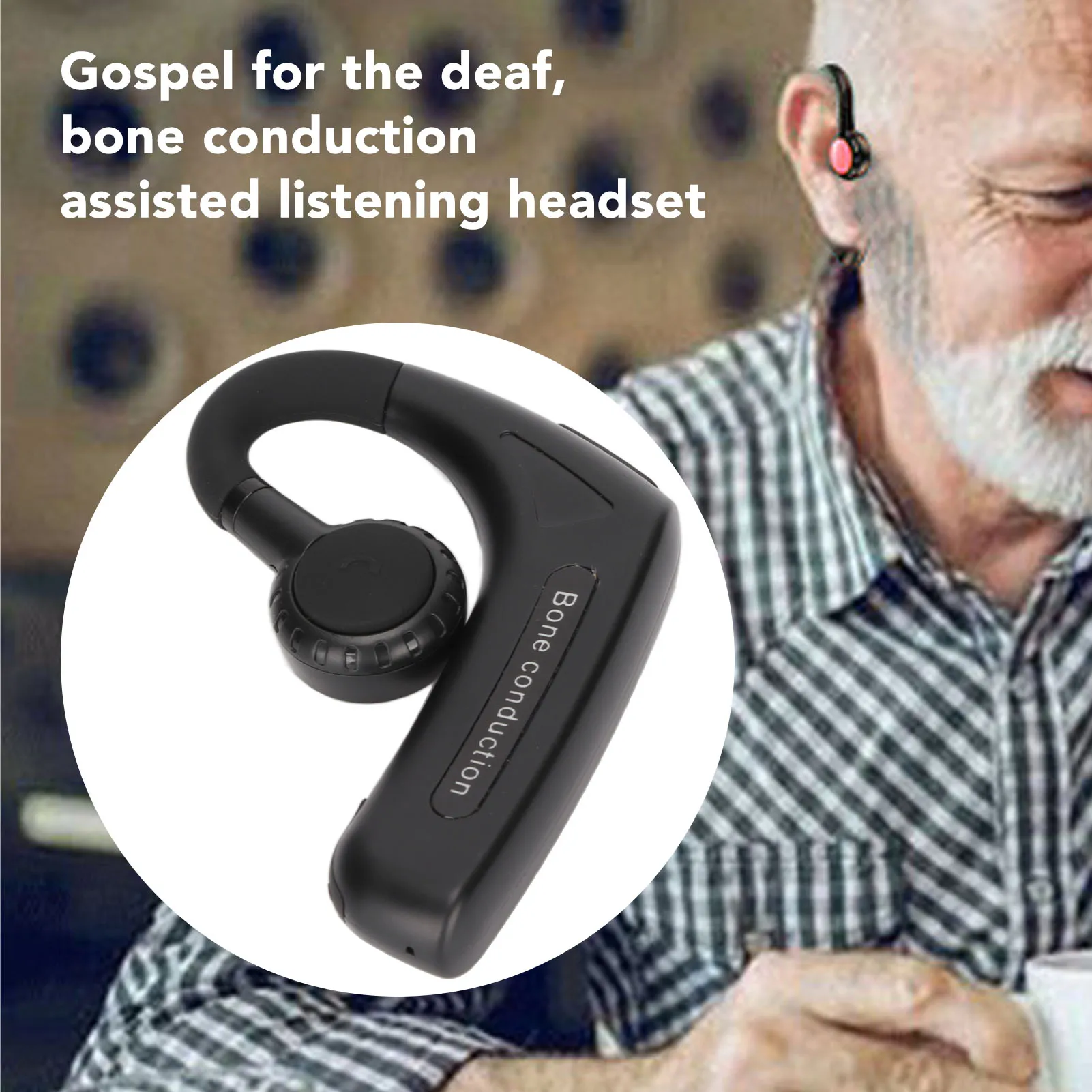 Bone Conduction Earbuds Stereo  5.0 Multifunctional Hands  Wireless Earpiece for Deaf  Earpiece image 2
