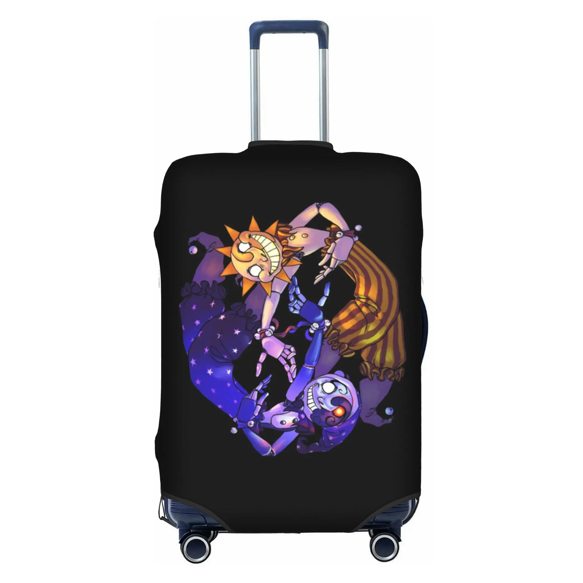 Sun And Moon FNAF Security Breach Suitcase Cover Elastic Sundrop Moondrop Travel Luggage Covers for 18-32 inch