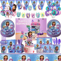 Gabby Dollhouse Birthday Party Decorações, Balões, Talheres, Placas de Contexto, Cake Topper, Menina, Presente Kids, Fontes do partido