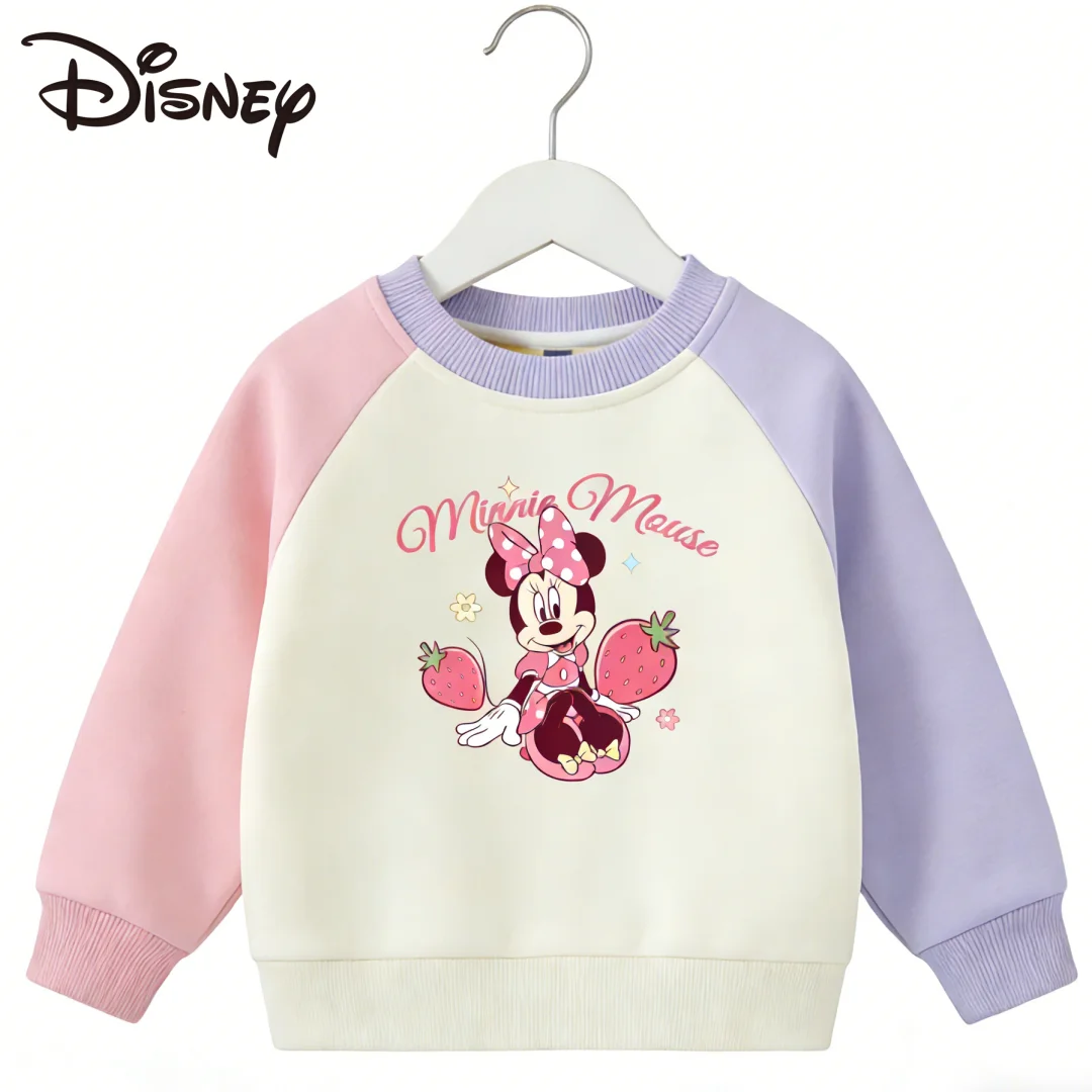 

Детский пуловер с круглым вырезом и принтом Микки и Минни, детский пуловер с капюшоном, осенне-зимний теплый свитшот с плюшевой подкладкой