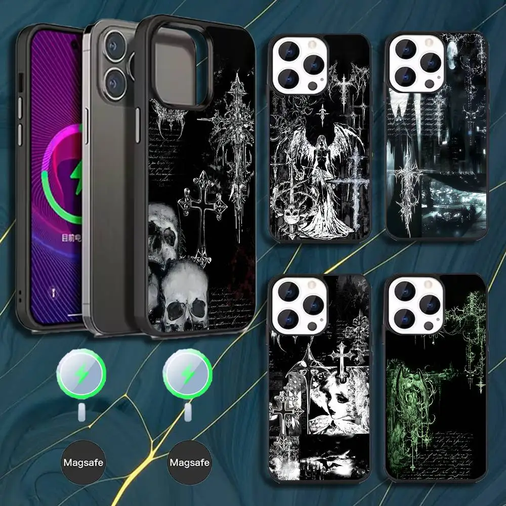 

Gothic Coquette Sigilism Cross Phone Case For iPhone 17,16,15,14,13,12,Pro,Max,Plus,Mini,Magsafe,Magnetic Wireless Charging Case