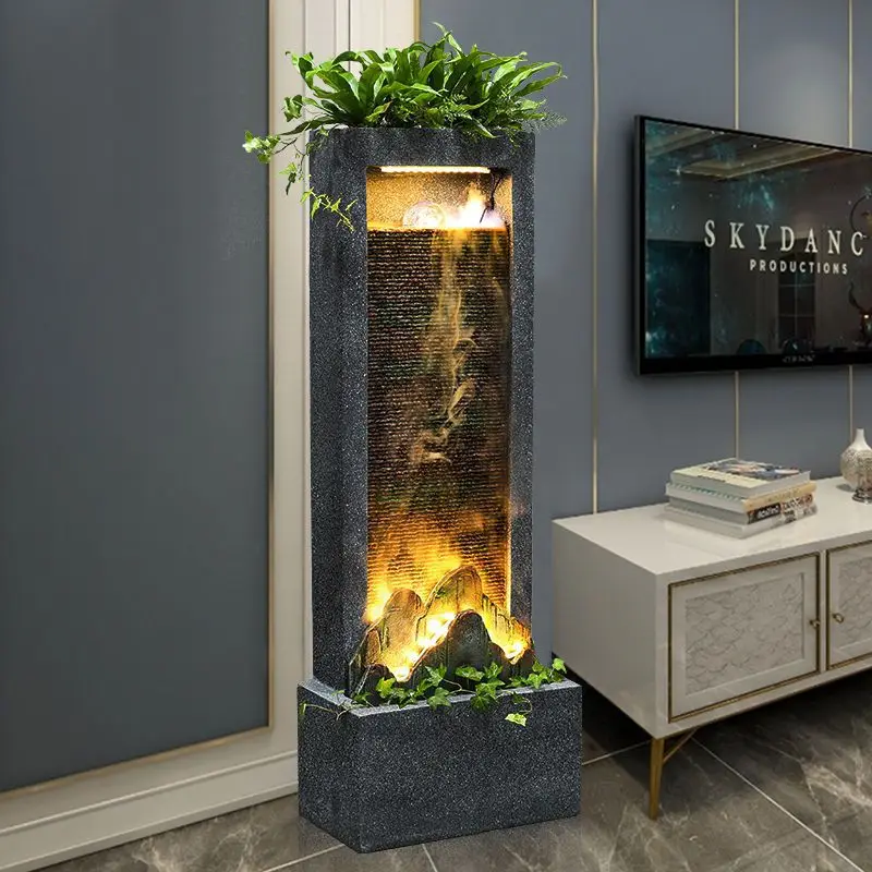 Customized. [Imitation Marble] Curtain Wall Screen Living Room Circulating Rockery Fountain Landscape Decorati
