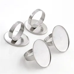18x25mm 13x18mm 10pcs/Lot No Fade Stainless Steel Adjustable Ring Settings Blank/Base,Fit Oval Glass Cabochons