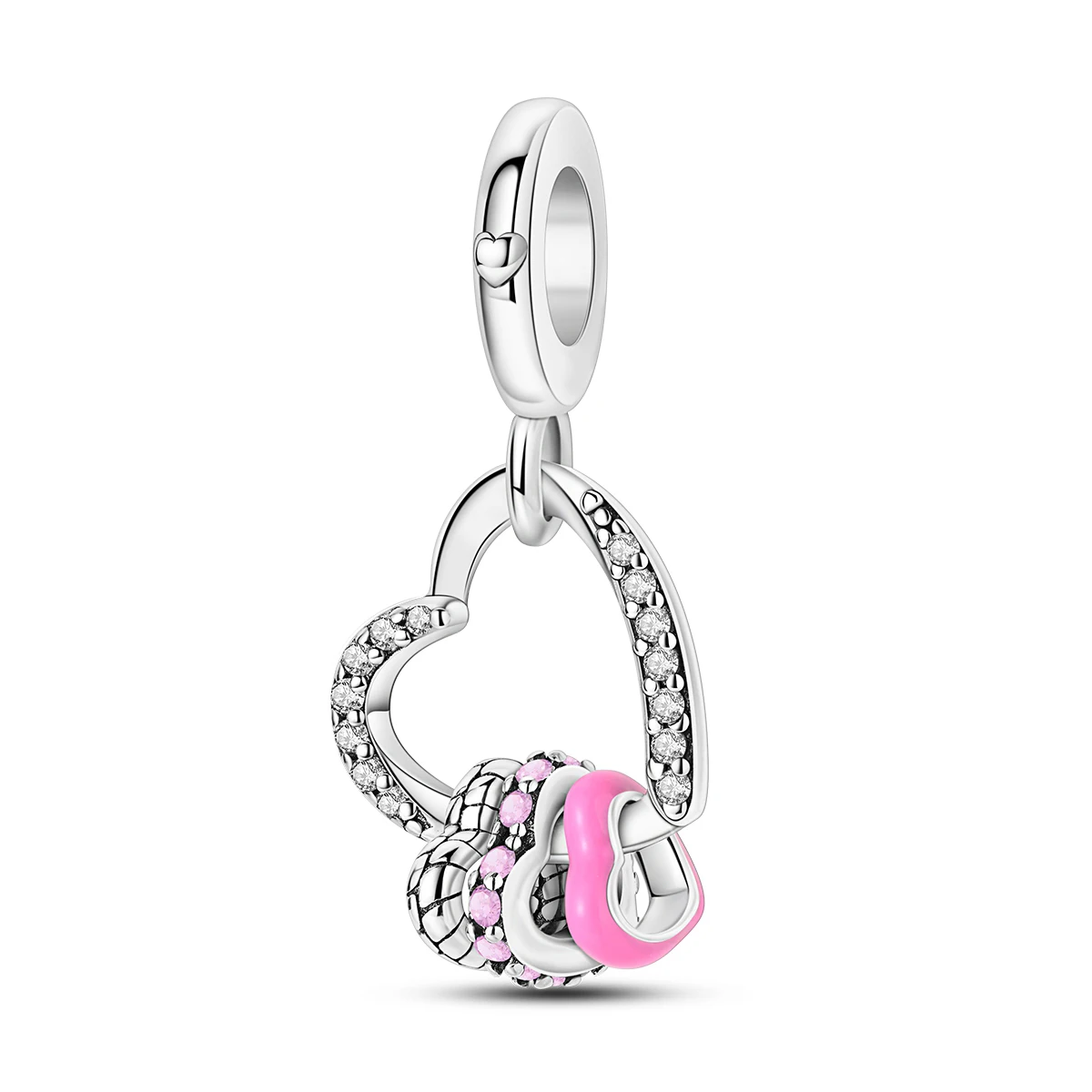 

925 Silver Charm Heart Pendant Fit Bracelet Making For Woman Original Jewelry Gift